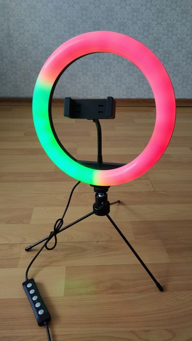 Кільцева RGB лед лампа з тримачем для телефона 26 см
