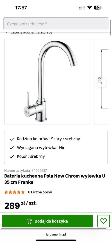 Bateria kuchenna kran FRANKE POLA Chromowany -50% NOWY!!!