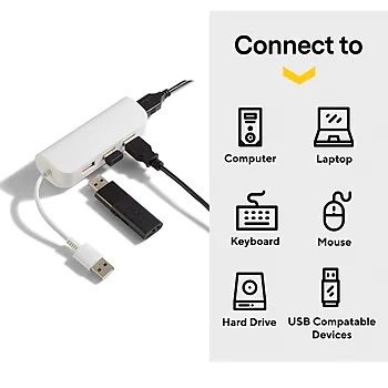 NXT ™ 4-портовий концентратор USB 2.0, білий usb  HUB хаб