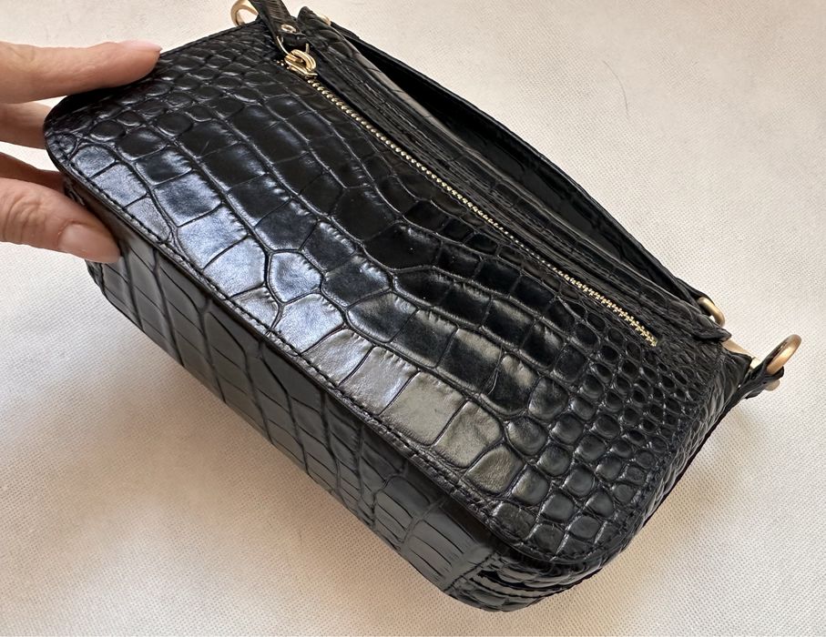 Daag torebka mini Madeline czarna crocco skóra naturalna
