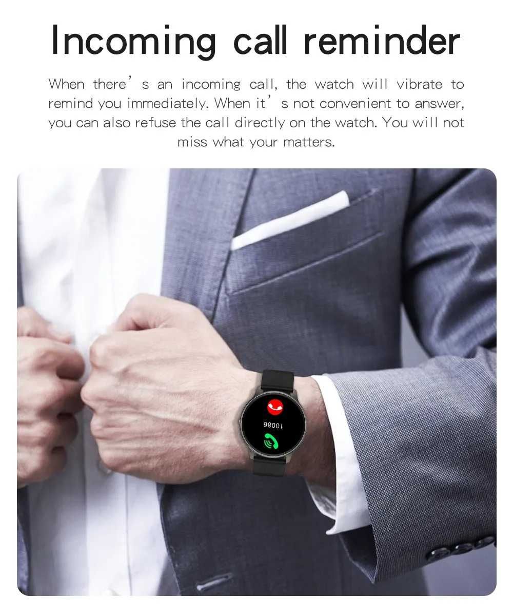Smartwatch LW11 kroki tętno ciśnienie O2 powiadomienia PL czarny