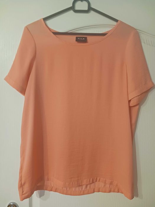 Pomarańczowa elegancka bluzka satynowa S/M Vila