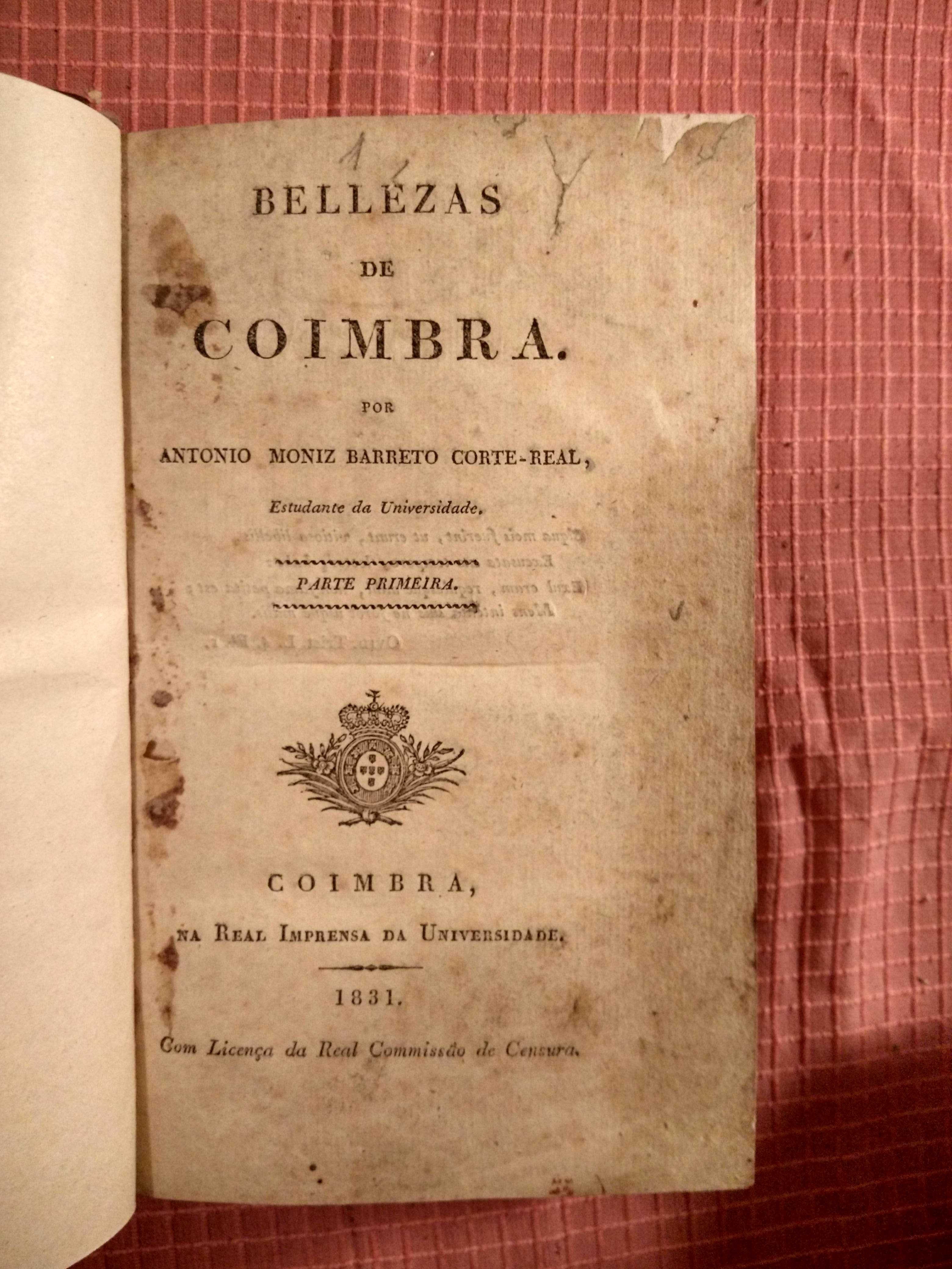 BELLEZAS de Coimbra (1831) - CORTE-REAL (António Moniz Barreto)