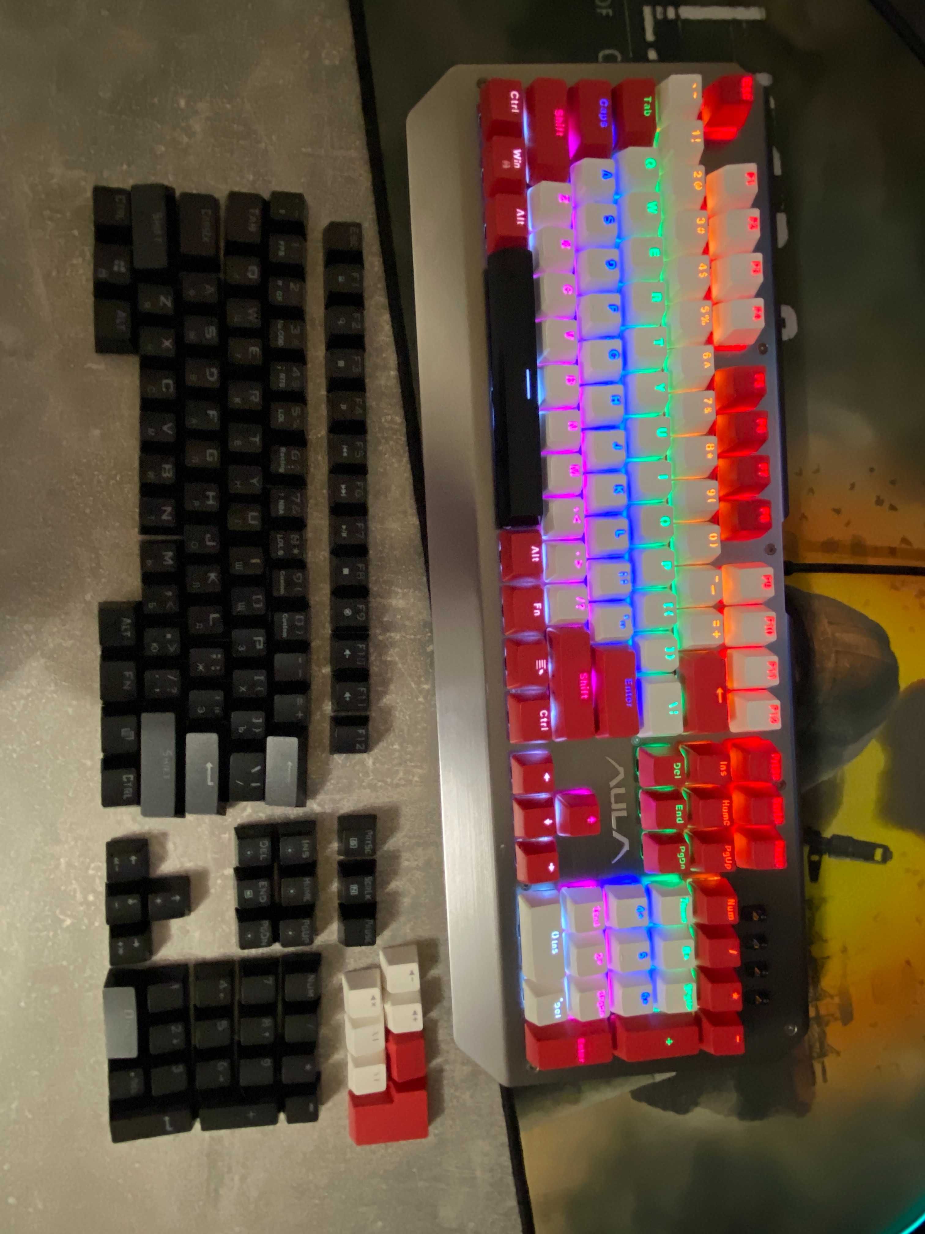 Клавиатура проводная игровая Aula Assault Mechanical KRGB BLU Metallic