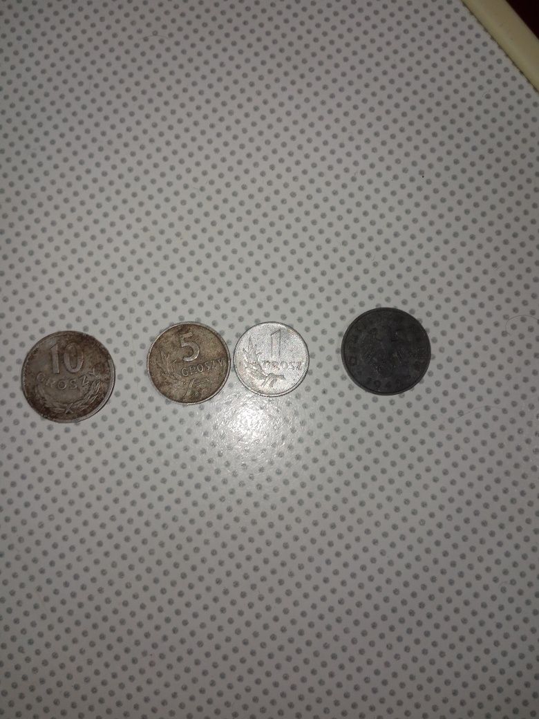 Monety aluminiaki oraz niemiecka z 1942 roku