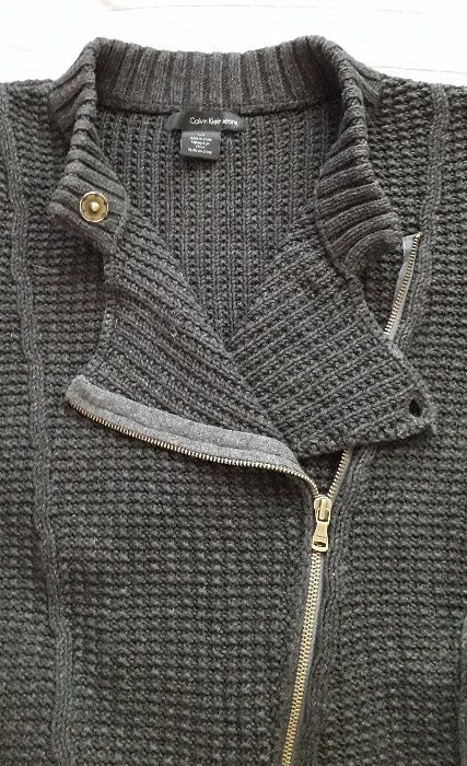 CALVIN KLEIN sweter damski szary o kroju ramoneski r.L/G