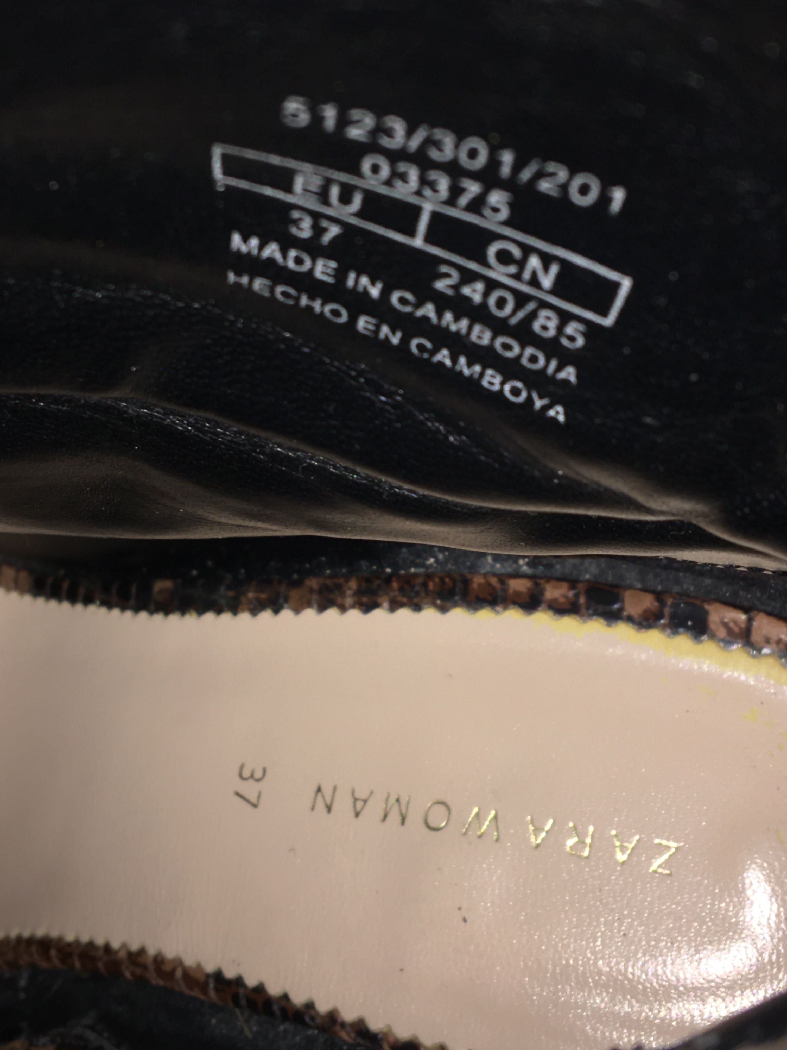 Zara Woman, 37, 23,5 cm, wężowy wzór, zwierzęcy, botki na klocku