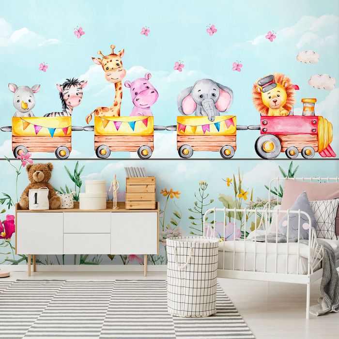 Fototapeta Dziecięca Zwierzątka Pociąg Bajki 3D Na Twój Rozmiar + KLEJ
