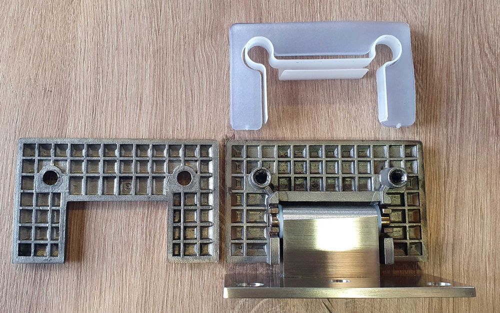 Zawiasy do kabin prysznicowych: mocowanie boczne (szkło-ściana 90°)