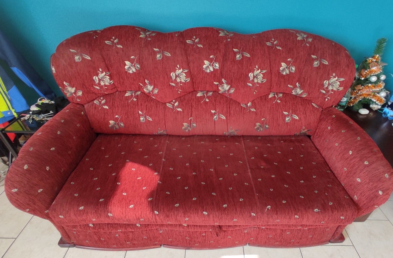 Sofa rozkładana, kanapa czerwona 180x100cm