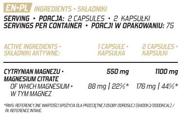 Evolite Magnesium Citrate 150kaps Cytrynian Magnezu, Magnez Skurcze