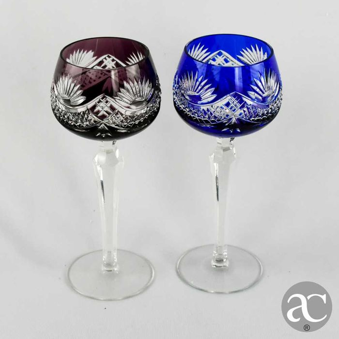 Par de Copos Cristal colorido estilo Saint Lambert