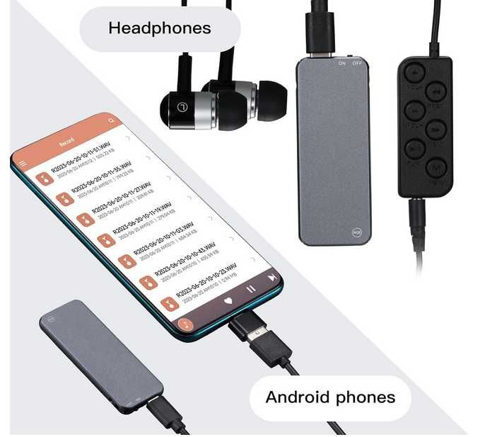 Dyktafon 64 GB Howabo , Voice Activated Recorder , Metal , USB-C