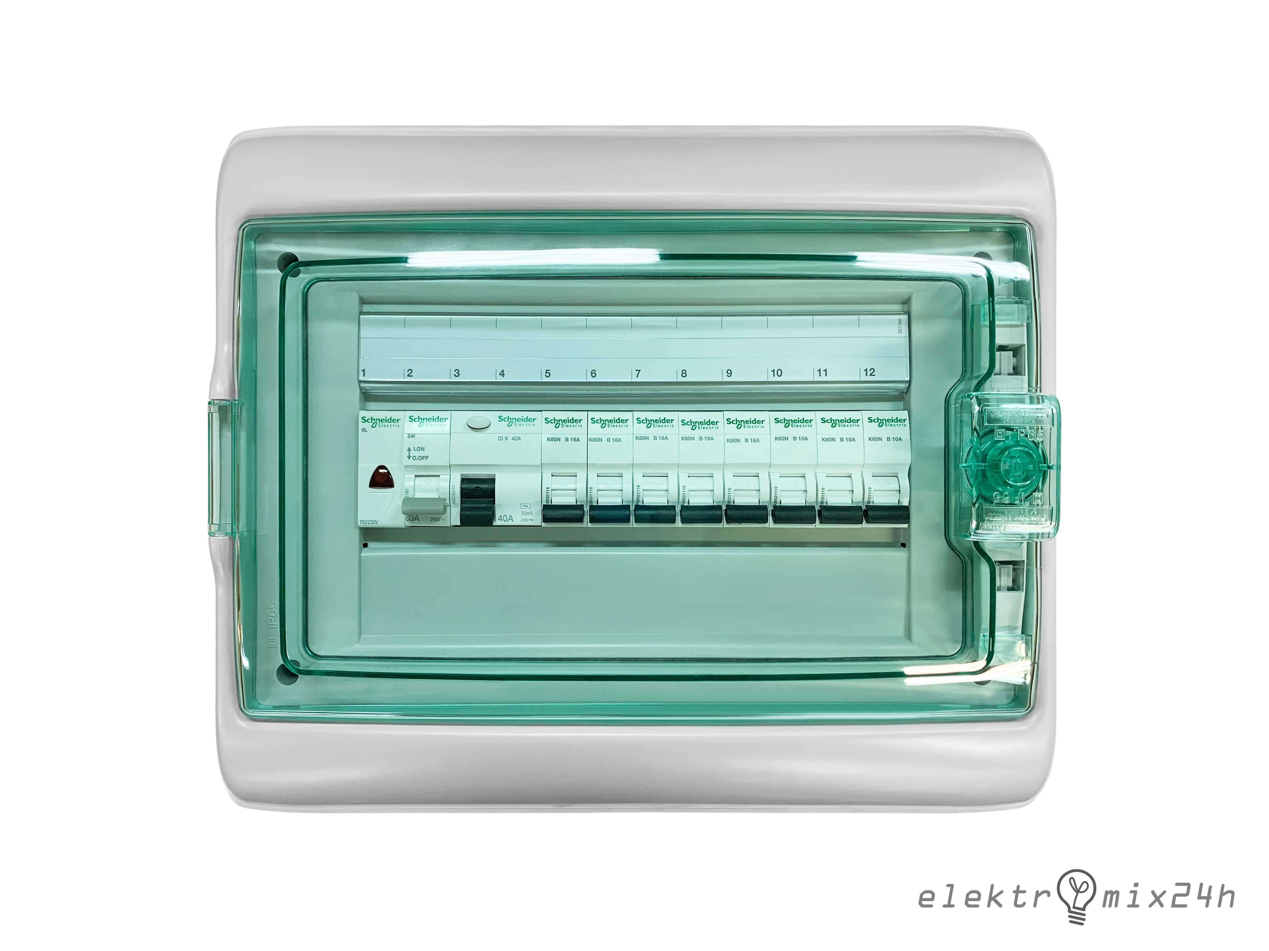 Rozdzielnica natynkowa, hermetyczna IP65 12 modułów Schneider Electric