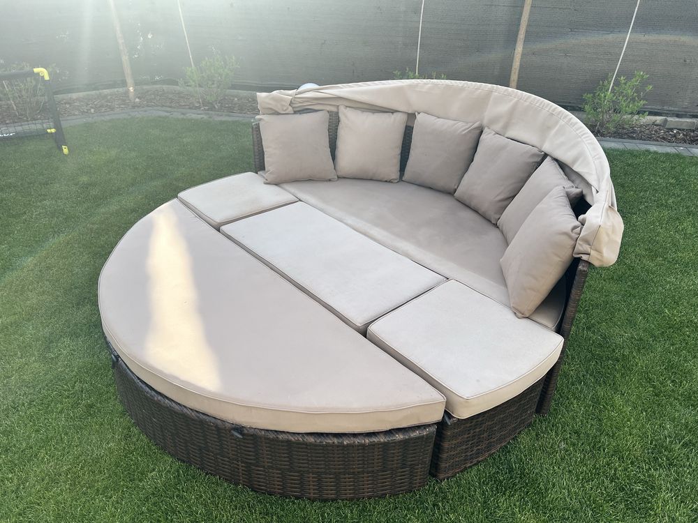 Merxx Riva wyspa relaksacyjna, Ø 180 cm, brązowa plecionka rattan