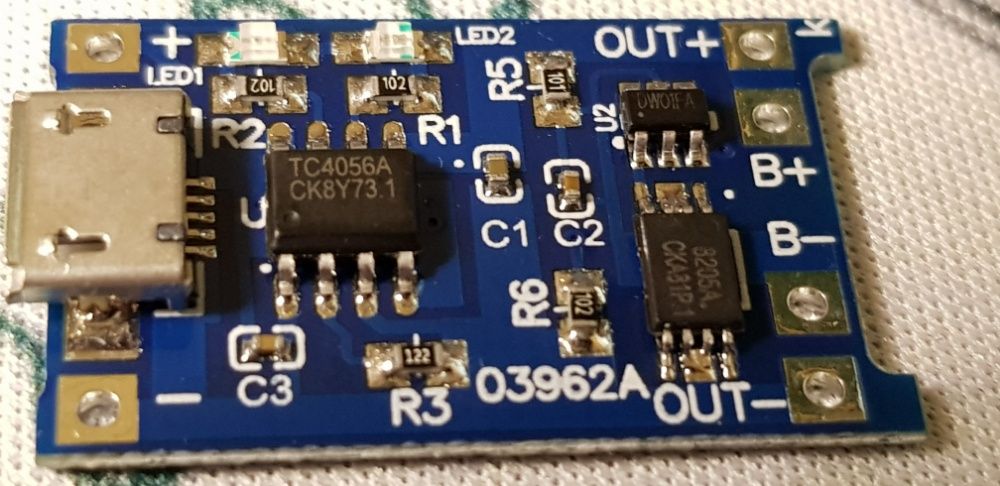 MicroUSB TP4056 модуль зарядки с защитой Li-ion/Po аккумулятора/плата