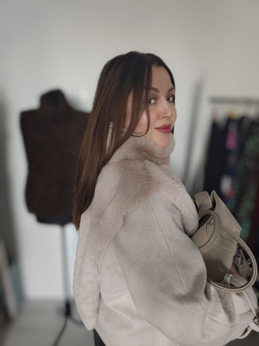 Еко хутро манішка шоколадний відтінок  баранчик