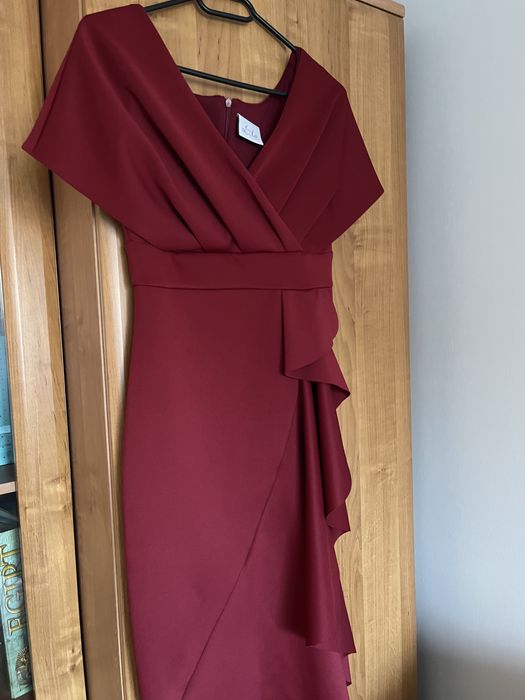 Elegancka Sukienka wesele poprawiny sylwester XS/34 falbany
