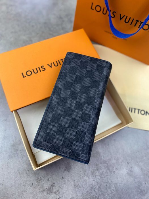 Кожаный органайзер Louis Vuitton черный кошелек Луи Виттон клатч k335