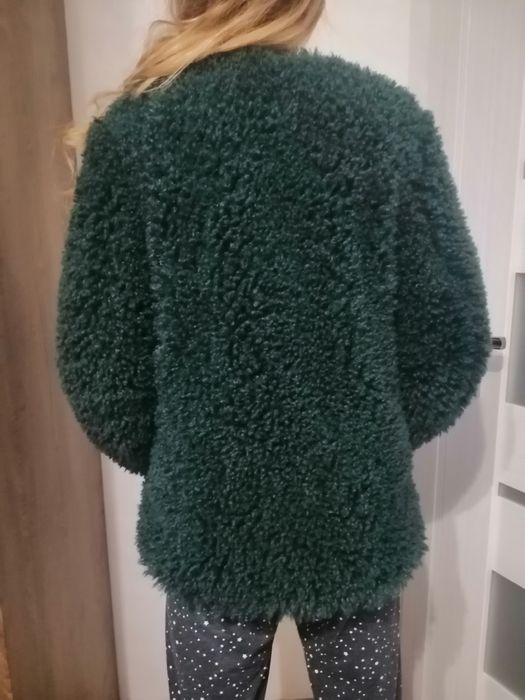 Штучна шубка Mango cмарагдового кольору