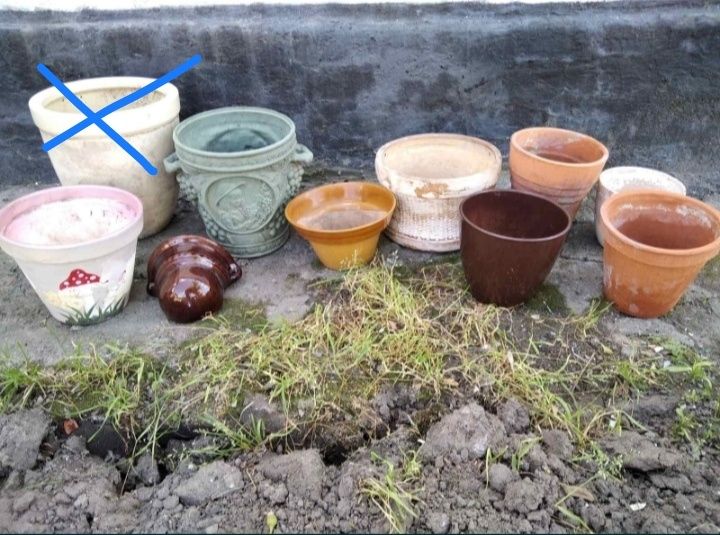Горшок для цветов СССР керамический глина пластик