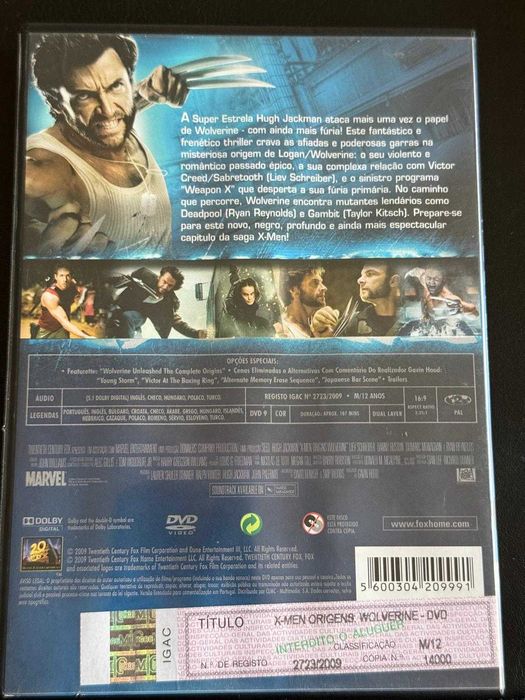 DVD do filme X-Men Origens: Volverine