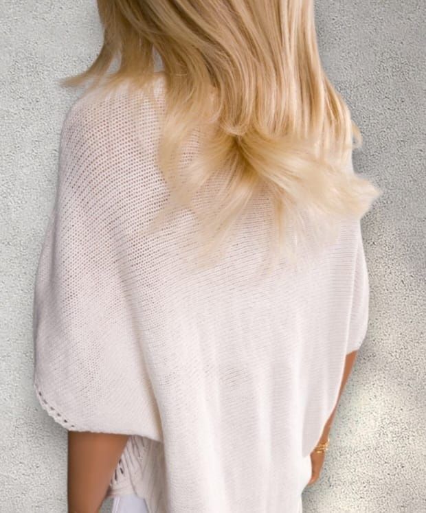 Biała ażurowa narzutka elegancka i stylowa xl/xxl