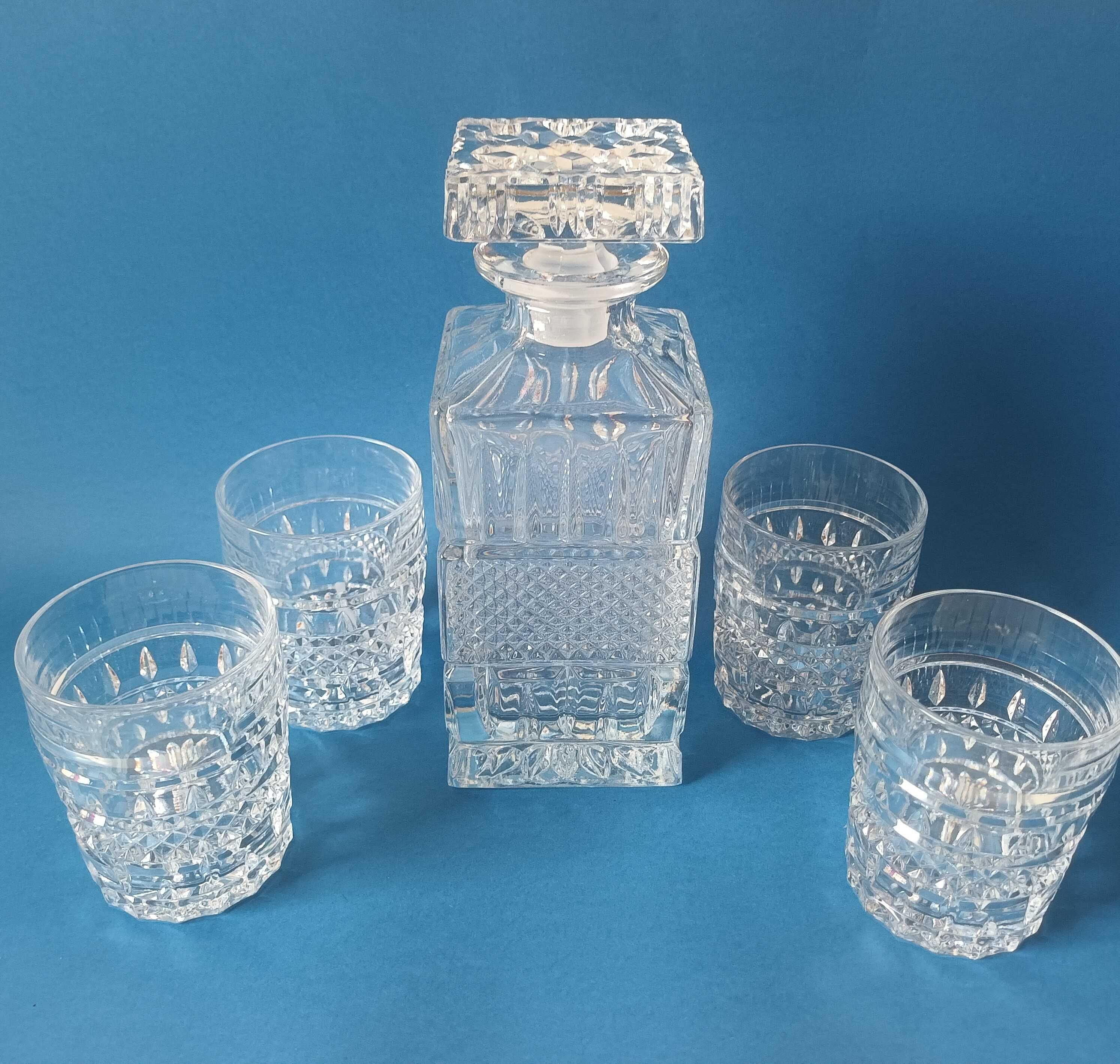 Kryształowa karafka do whisky plus 4 szklanki