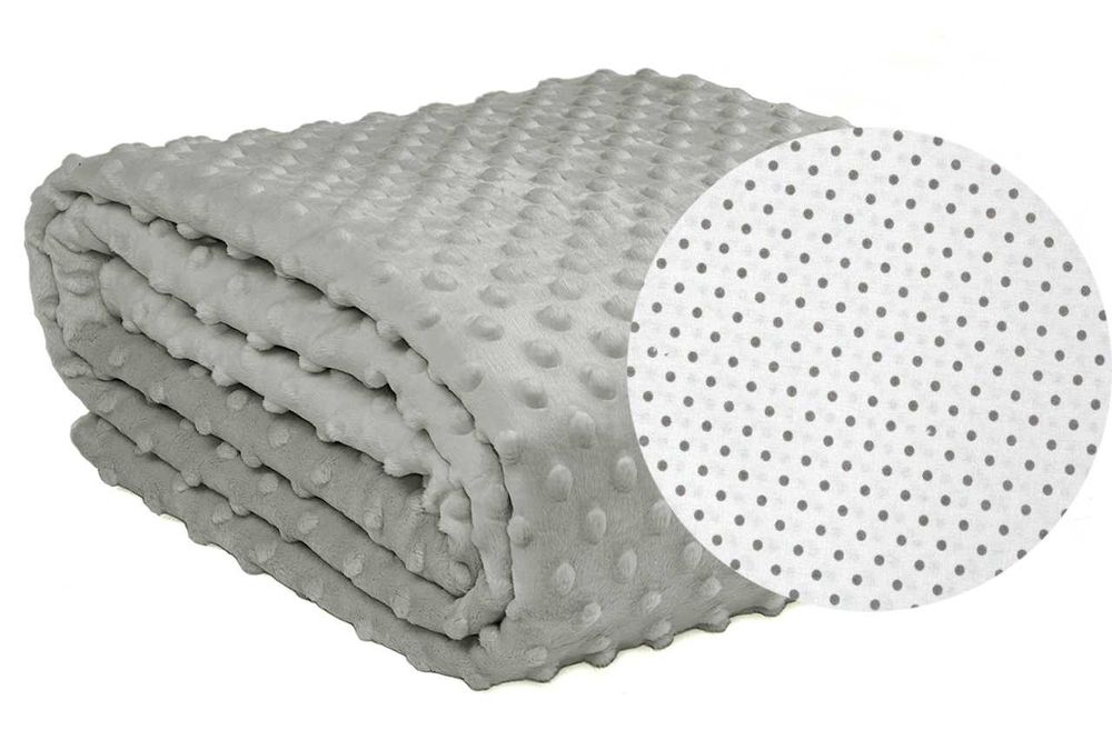 2w1 Dwustronna Narzuta Na Łóżko Koc Groszki Szary Minky 160x200