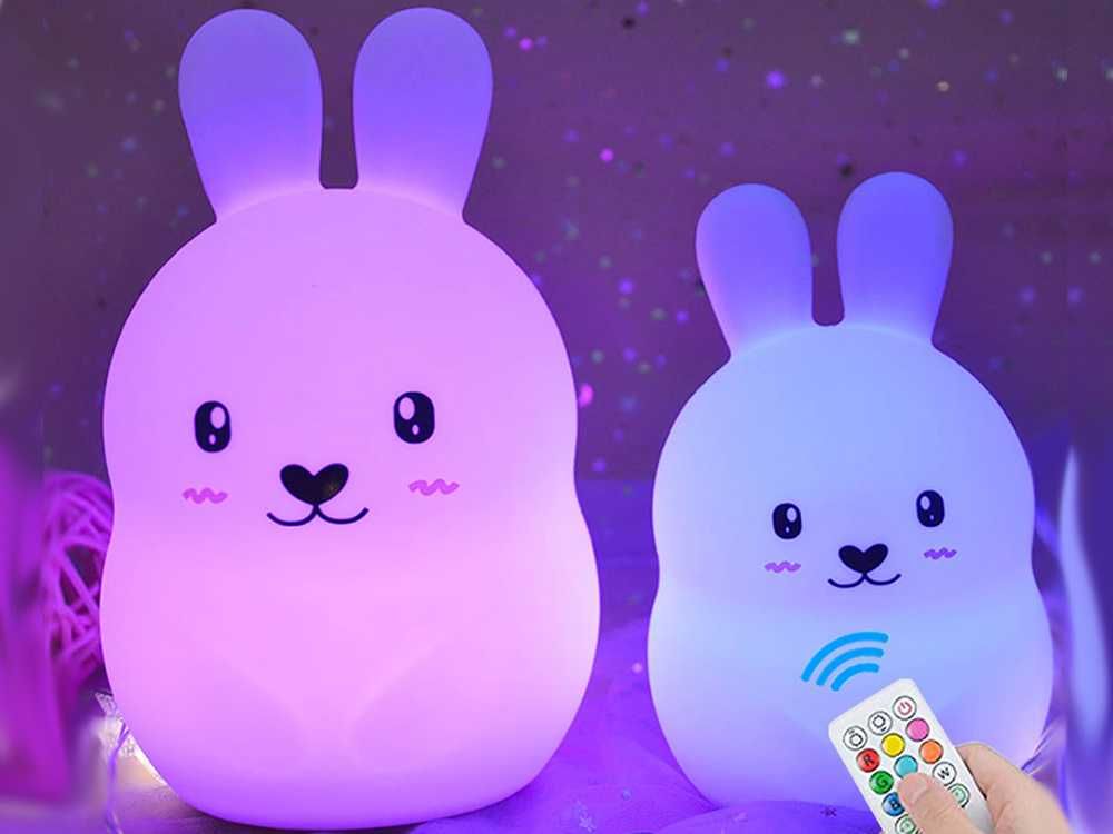 Lampka nocna dla dzieci LED silikonowa RGB dotykowa miękka KRÓLIK