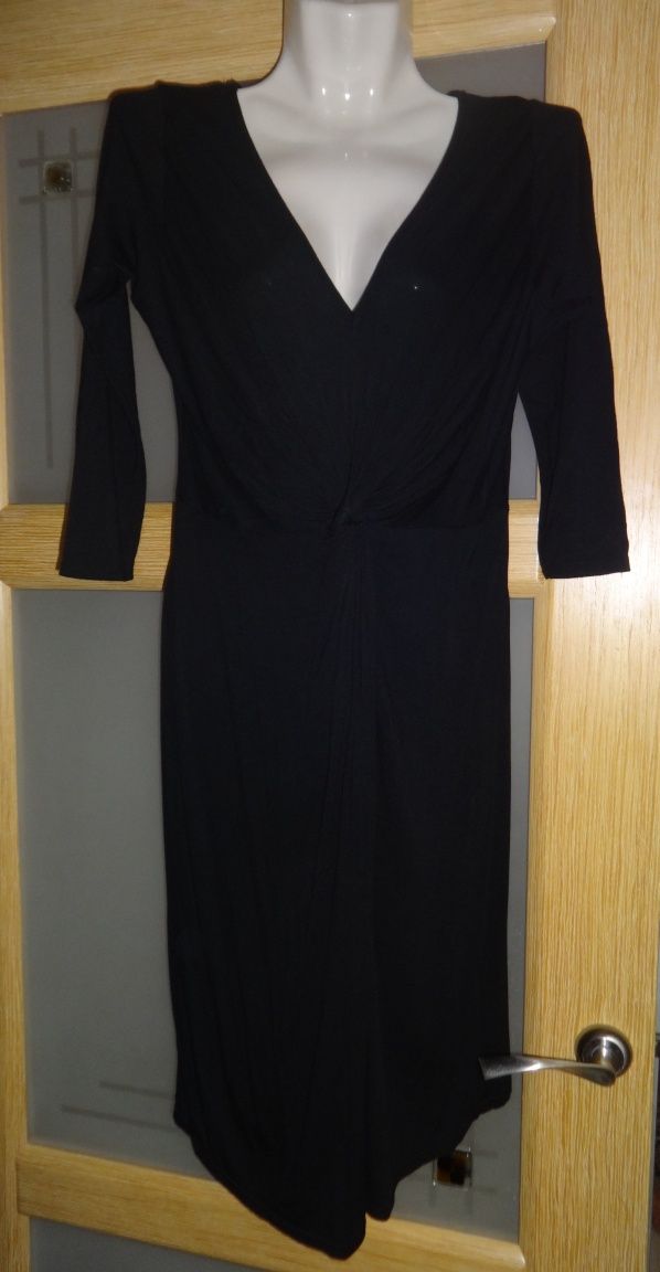 Красивое вискозное чёрное платье для беременных миди 46 48 M L