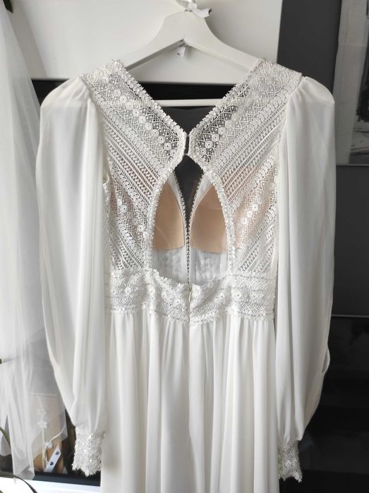 Suknia Ślubna GALA EVA z odpinanymi rękawami, rozm 36 + 3 GRATISY !