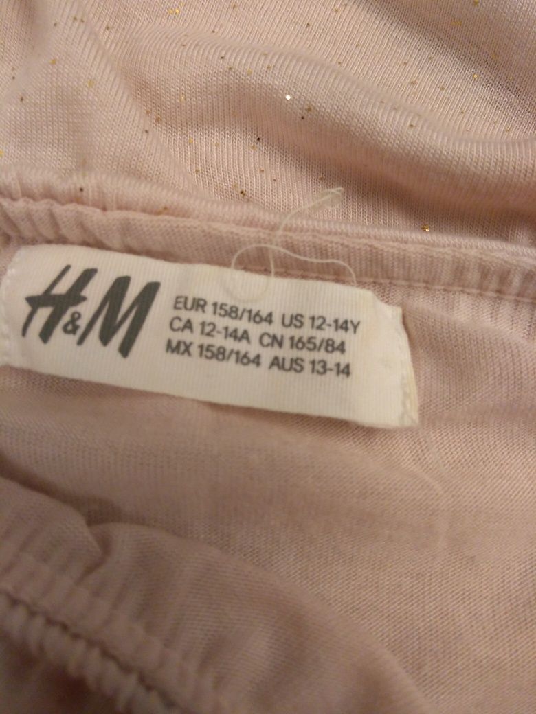 Bluzka na ramiączka H&M rozm. 158/164 różowa z brokatem