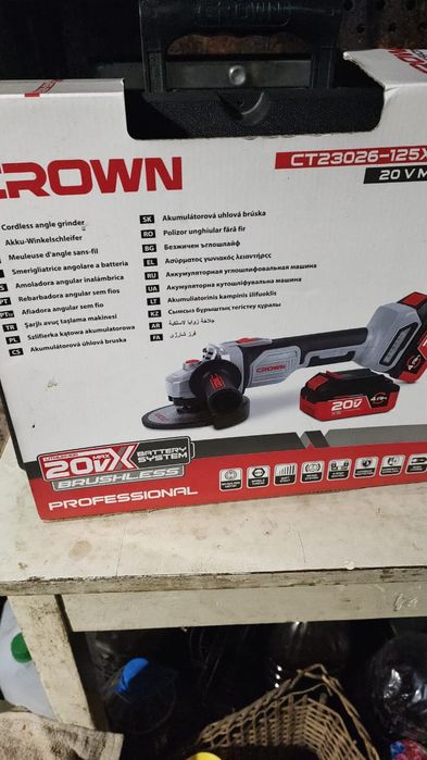 Шліфмашина болгарка акумуляторна crwn ct23026-125xs-4bmc