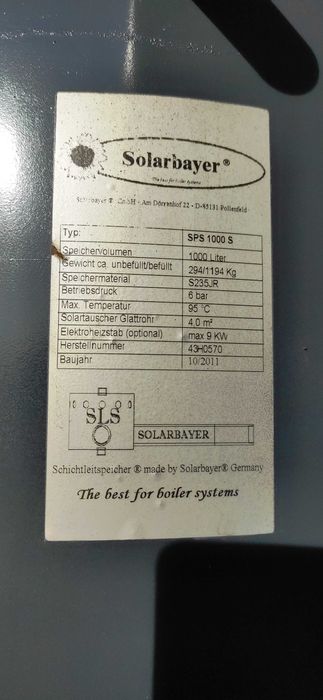 Bufor 1000 L wężownica solar TWL ocieplony JAKOŚĆ