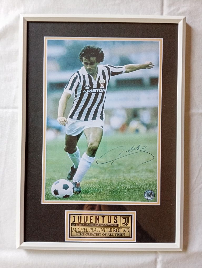 Moldura Juventus - Michel Platini com Autógrafo (A4)