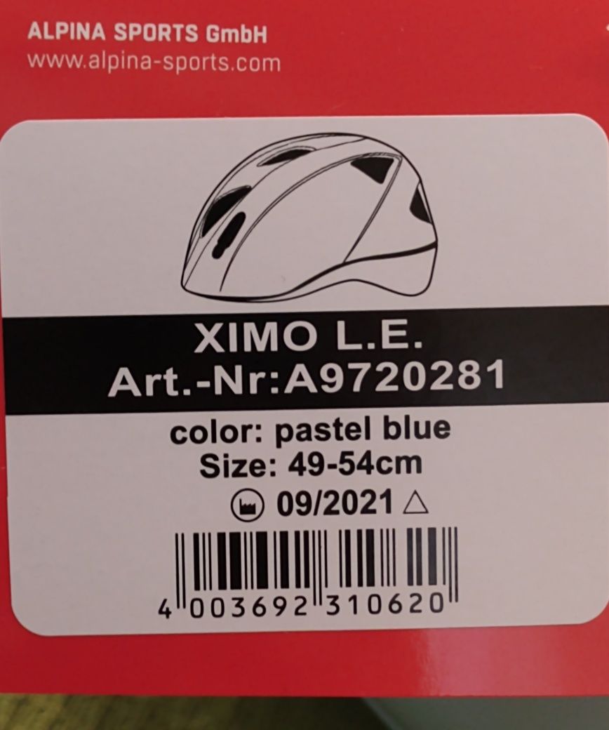 Nowy kask dziecięcy Alpina Ximo L.E. 49-54 cm Pastel blue matt