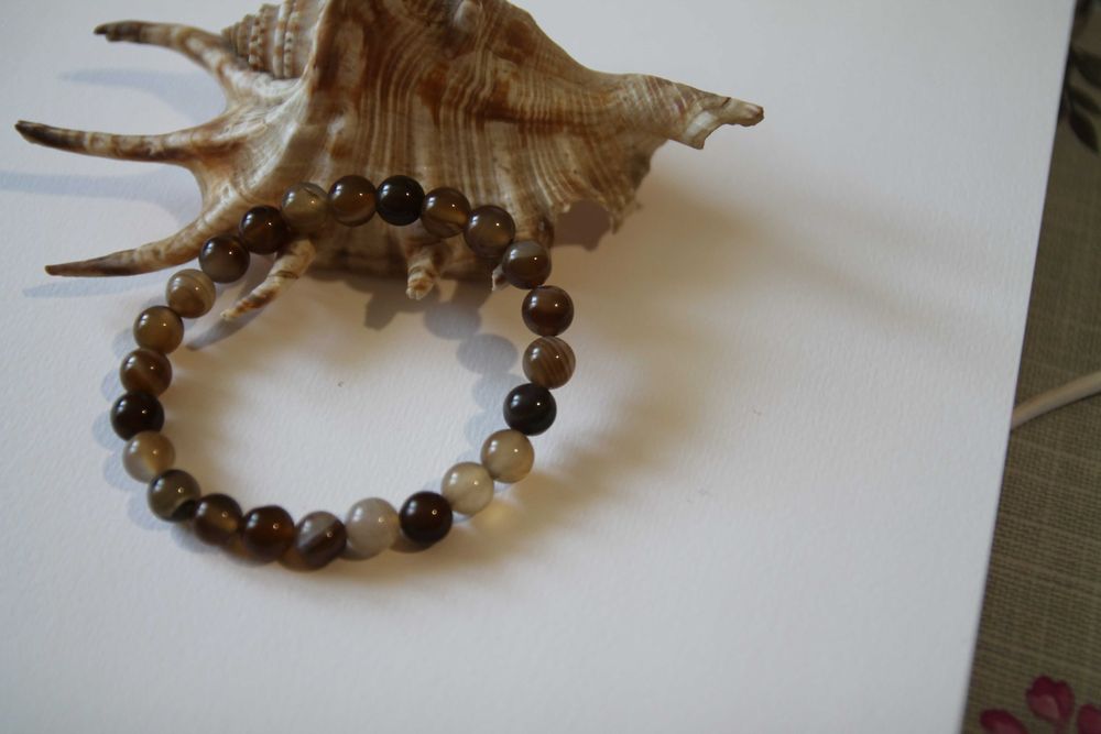 Bransoletka z agatu- kolor kawy - 17,5cm