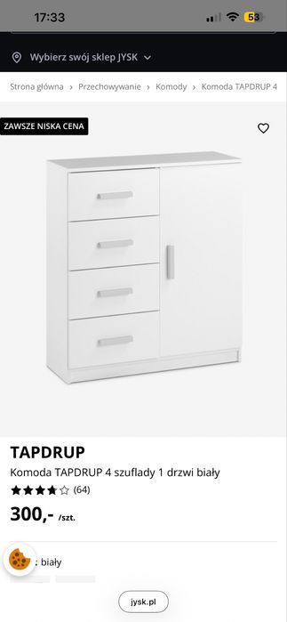 Komoda biała nowa JYSK