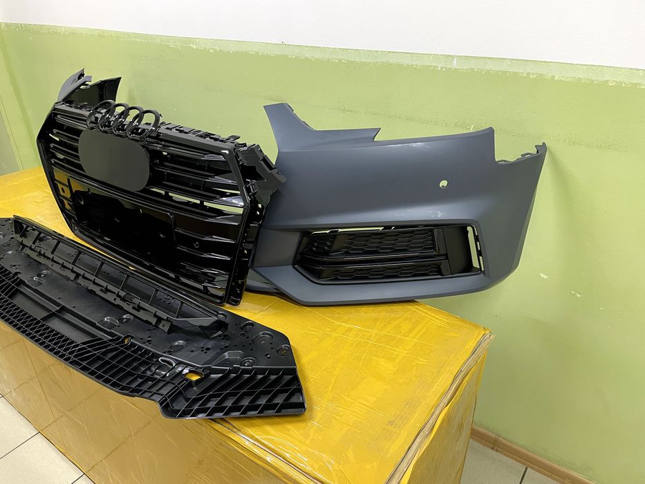 Передній бампер в стилі S-Line на Audi A4 B9 2015,2016,2017,2018,2019р