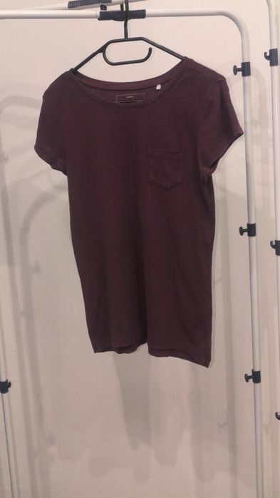 Bawełniana Koszulka Burgundowa z kieszonką rozmiar M