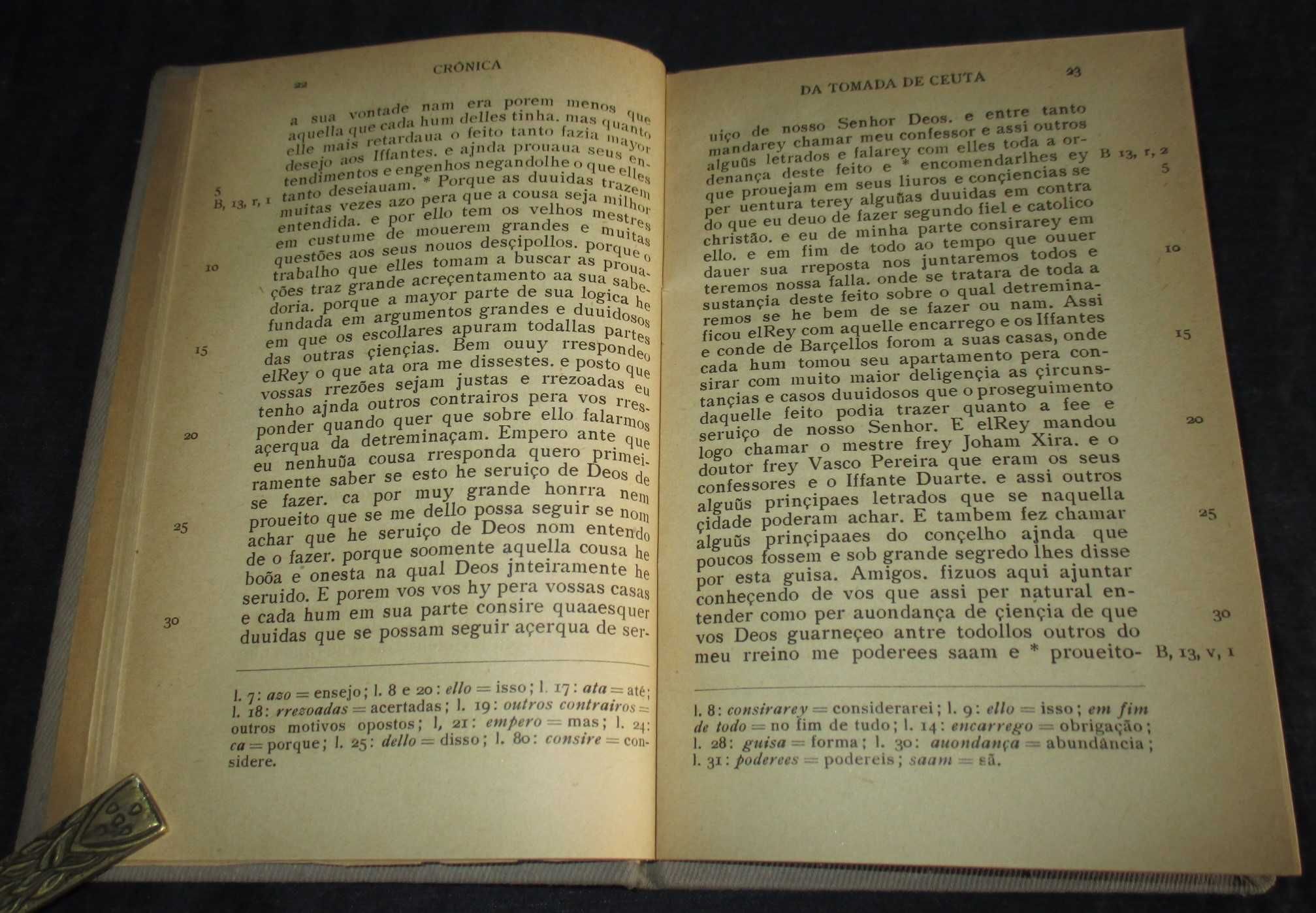 Livro Crónica da Tomada de Ceuta Clássicos Portugueses 1942