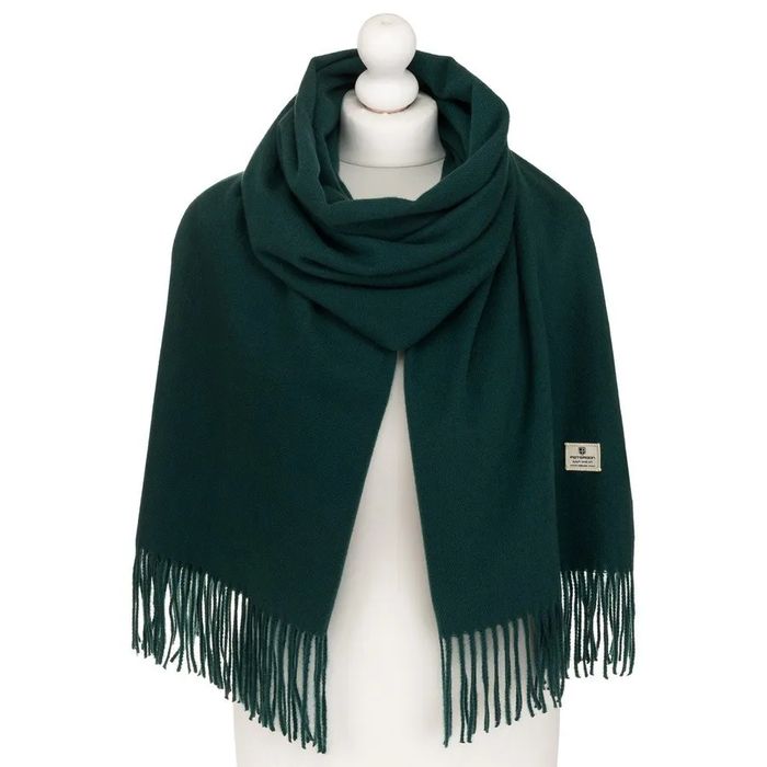 ciepły szal dwustronny w odcieniu butelkowej zieleni - peterson