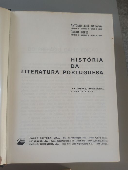 Livro de História  da Literatura Portuguesa