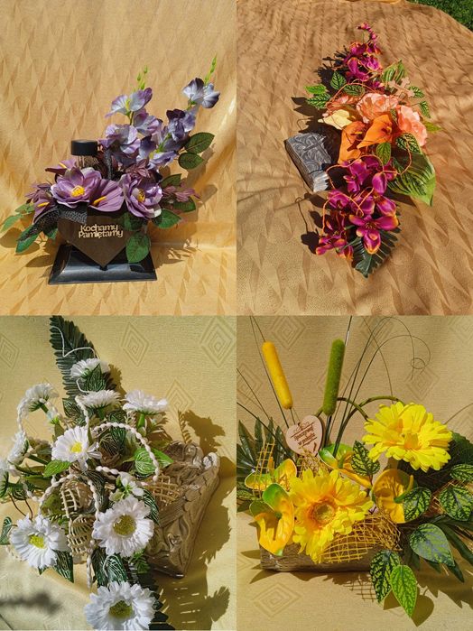 Kompozycje kwiatowe, stroiki funeralne, na cmentarz, nagrobkowe