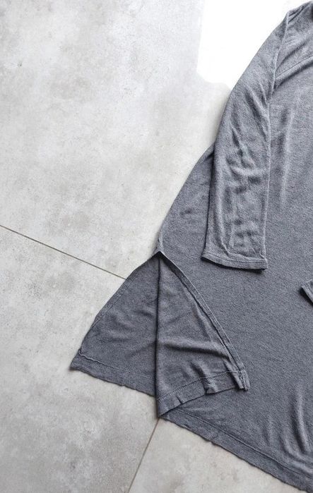 Dłuższy sweterek sweter z rozcięciami damski szary wełniany Zara S 36