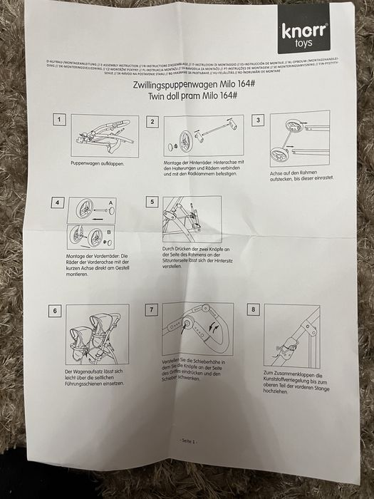 Дитячий ігровий візок для двійнят ляльок великий міцний knorr toys