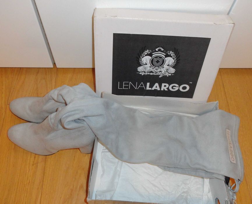 LENA LARGO kozaki za kolano szare strecz skóra 40