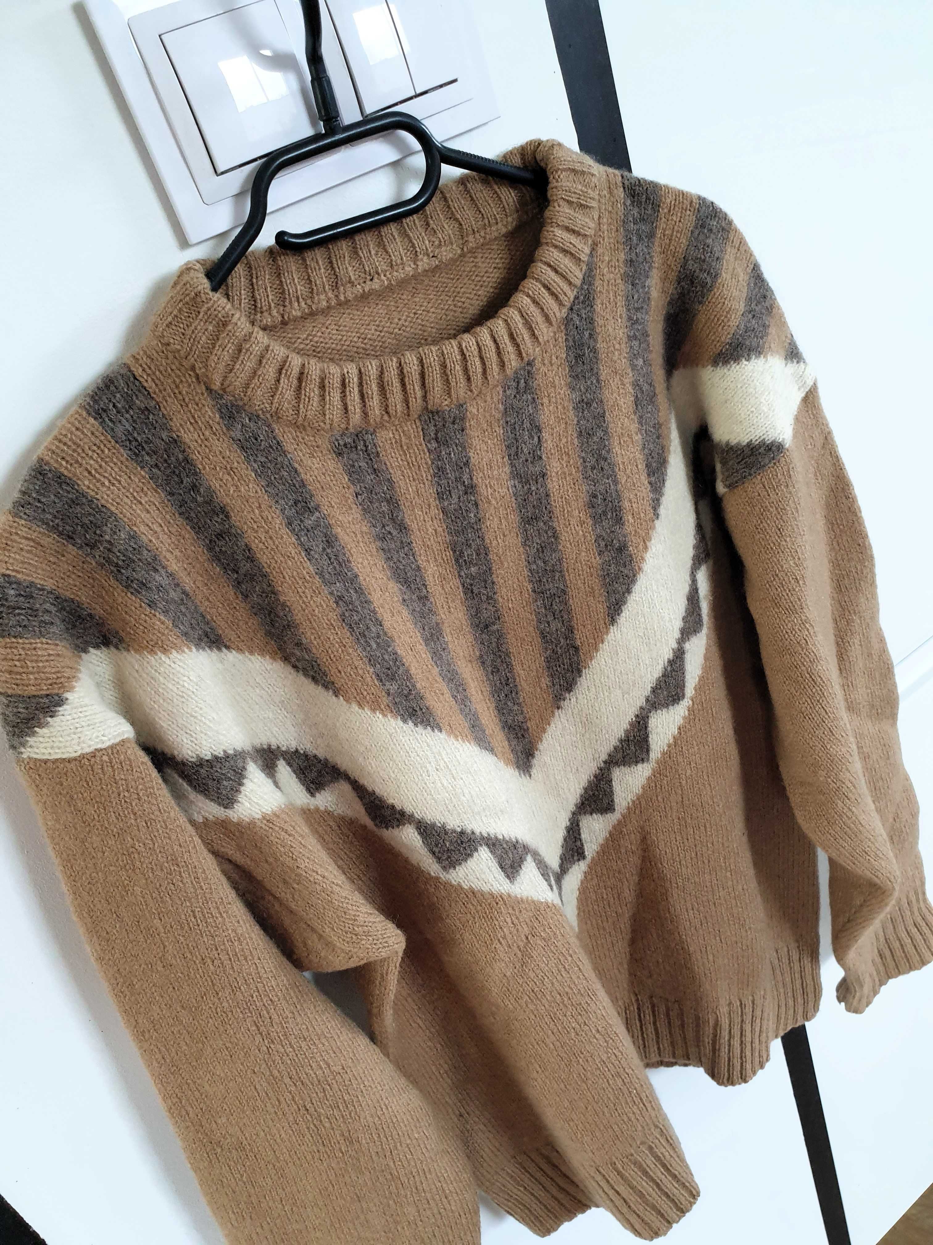 Sweter vintage z okrągłym dekoltem, rozmiar L