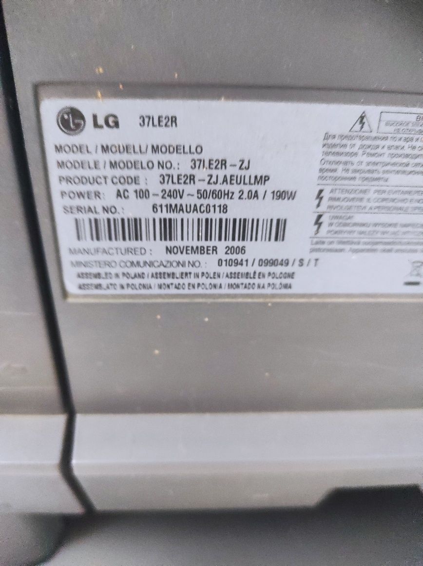 Lcd LG  37LE2R para venda bom estado